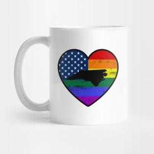 North Carolina United States Gay Pride Flag Heart Mug